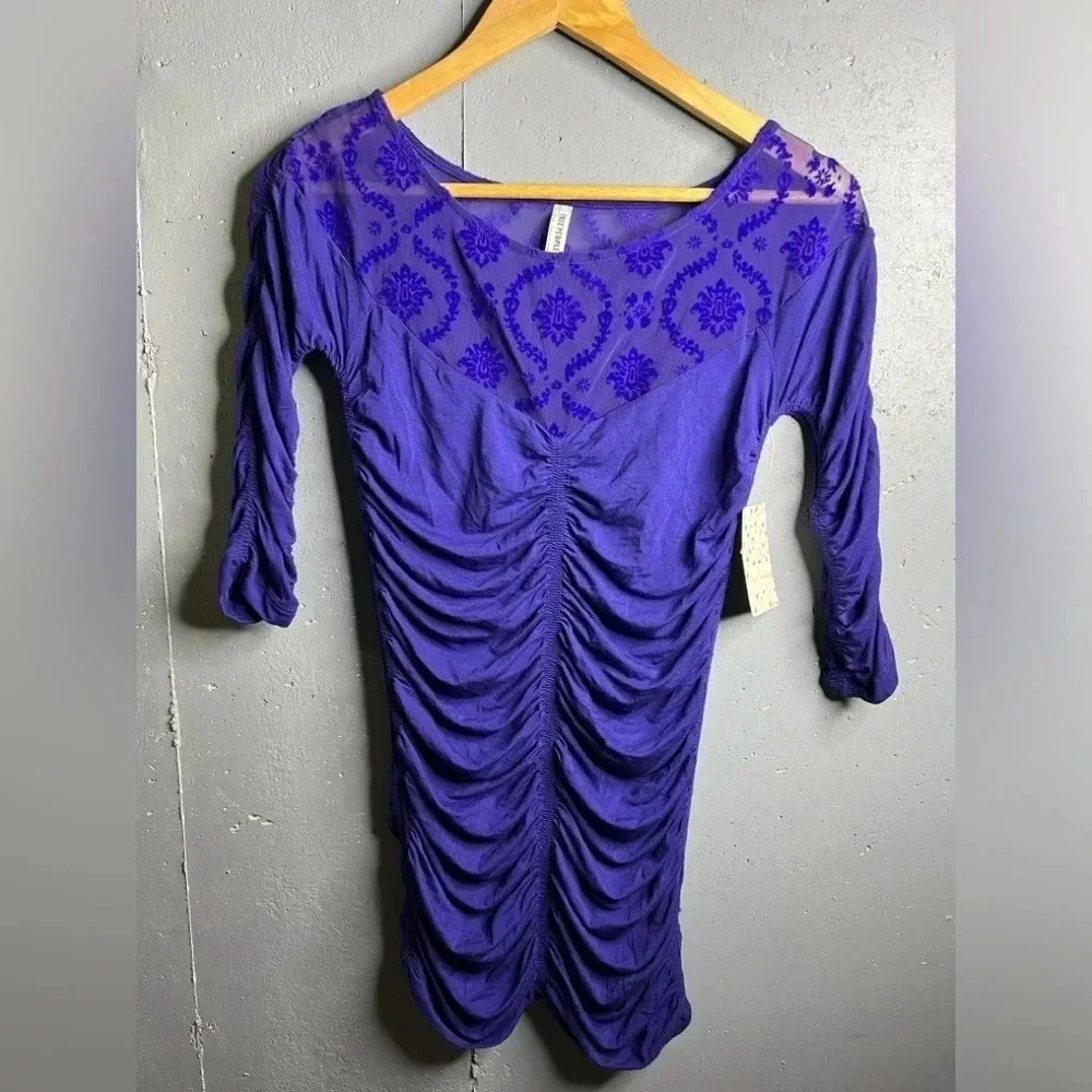 Free People NWT bodycon shear scalloped dress